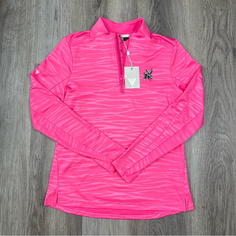 New Levelwear Pullover Jacket 1/4 Zip Womens Small Pink Laurel Valley Golf Club - Picture 2 of 11